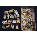 Box of Wade Whimsies and other type ceramic animal figures. (B.P. 21% + VAT)