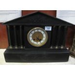 Victorian black slate architectural mantel clock now with battery movement. (B.P. 21% + VAT)