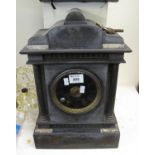 Late Victorian slate and marble two train architectural design mantel clock with key. (B.P. 21% +