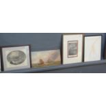 Furnishing pictures to include; two marine prints, an oils on canvas marine study, unsigned and a