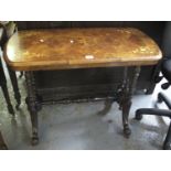 Victorian walnut inlaid stretcher table of rectangular form. (B.P. 21% + VAT)