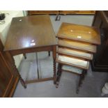 Early 20th Century oak barley twist occasional table of rectangular form, together with Edwardian