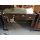 Edwardian mahogany inlaid ladies writing desk with leather inset top standing on square tapering