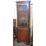 Reproduction mahogany astragal glazed free standing corner cabinet. (B.P. 21% + VAT)