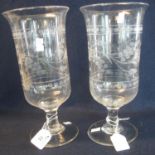 Two similar cut glass celery vases,a near pair decorated with vines and berries. (2) (B.P. 21% +