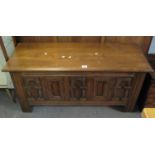 17th Century style oak Old Charm carved coffer or blanket box. (B.P. 21% + VAT)