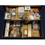 Jewellery box containing costume jewellery and watches etc. (B.P. 21% + VAT)