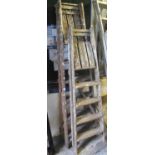 Two vintage wooden ladders. (2) (B.P. 21% + VAT)