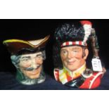 Royal Doulton 'The Piper' D6918 character jug, together with another Royal Doulton character jug. (