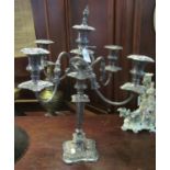 Silver plated four branch repousse decorated candelabrum. (B.P. 21% + VAT)