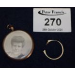 Edwardian 9ct gold photograph locket and an 18ct gold ring shank. approximately 1.2g. (B.P. 21% +