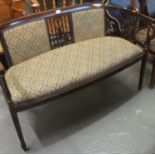 Edwardian mahogany inlaid parlour sofa together with a similar Edwardian mahogany inlaid open arm
