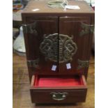 Oriental hardwood table cabinet with drawers and brass mounts. (B.P. 21% + VAT)