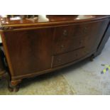 Early 20th century mahogany bow front sideboard standing on cabriole legs. (B.P. 21% + VAT)