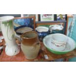 Collection of Staffordshire and other pottery jardinieres, stoneware, jug etc. (B.P. 21% + VAT)