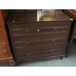 Mid century oak straight front chest of three long drawers on bracket feet. (B.P. 21% + VAT)