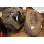 Vintage leather cased football and similar rugby balls. (2) (B.P. 21% + VAT)
