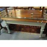 Victorian style painted kitchen table on turned fluted supports and castors. (B.P. 21% + VAT)