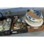 Five boxes of assorted china and glass to include; drinking vessels, fruit bowls, Grafton tea for