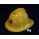 20th Century West Glamorgan yellow fireman's helmet. Medium, dated 1992, leather interior and chin