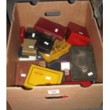 A box containing assorted vintage and other empty jewellery boxes, tin cash box etc. (B.P. 21% +