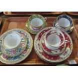 Tray of china to include; Coalport china museum cabinet cups and saucers and similar cabinet plates.