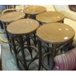 Set of five bentwood bar stools on circular seats. (B.P. 21% + VAT)