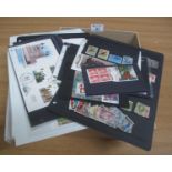 Box with all world selection of stamps on pages, cards in packets and few covers. (B.P. 21% + VAT)