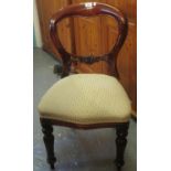 Set of six Victorian style mahogany crown back dining chairs having stuff over seats on turned and