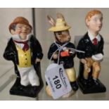 Three Royal Doulton bone china figurines to include; Captain Cuttle, Oliver Twist and Fireman