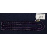 String of amethyst beads with 9ct gold clasp. (B.P. 21% + VAT)