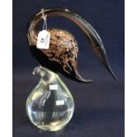 Good quality hand made Murano art glass sculpture of a stylised bird on a teardrop base. 34cm high