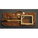 Vintage canvas sports case containing badminton racket in press etc. (B.P. 21% + VAT)