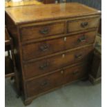 19th century oak and mixed woods inlaid straight front chest of two short and three long drawers