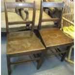 Two similar 19th century oak farmhouse bar back kitchen chairs. (2) (B.P. 21% + VAT)