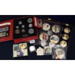 Queen Elizabeth II Her Majesties 90 Glorious Years commemorative coin and stamp set in original box,