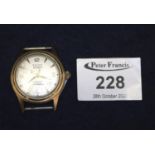A Fluva Swiss 25 jewels gold plated gent's automatic vintage wristwatch with Arabic and baton