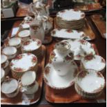 Four trays of Royal Albert 'Old Country Roses' bone china teaware, to include; cups, saucers,