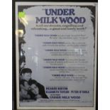 'Under Milk Wood' framed cinema poster from the Richard Burton, Elizabeth Taylor and Peter O'Toole