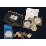 Leather purse containing various QEII crowns and other GB coins. (B.P. 21% + VAT)