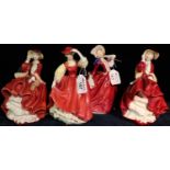 Four Royal Doulton bone china figurines to include; 'Buttercup' HN2399, 'Top O'The Hill' HN1834 x