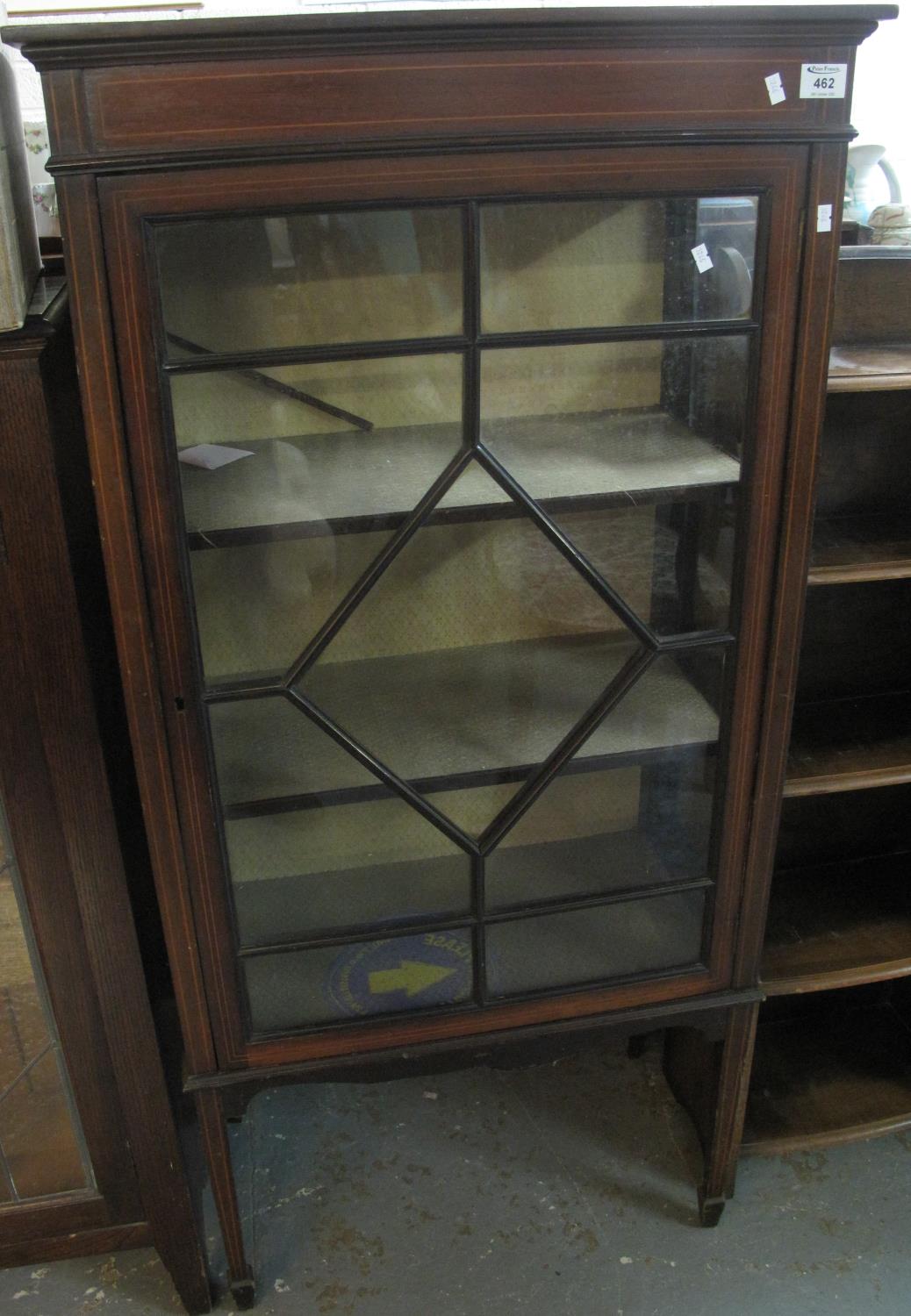 Edwardian mahogany inlaid astragal glazed single door display cabinet. (B.P. 21% + VAT)