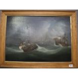 British School (18th/19th Century), a dramatic marine storm scene with dis-masted sailing ships etc,