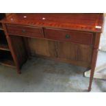 Edwardian style mahogany two drawer side or console table on tapering legs (modern). (B.P. 21% +