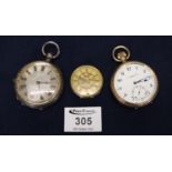 Gold plated Thomas Russell & Son key less lever open faced pocket watch, a 19th Century silver fancy