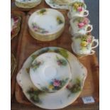 19 piece Royal Worcester porcelain part tea service, overall decorated on a white ground with