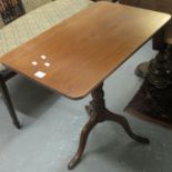 19th century mahogany tilt top tripod table of rectangular form. (B.P. 21% + VAT)