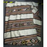 South American probably Peruvian woollen tapestry blanket with striped and geometric design. (B.P.