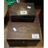 Two early 19th Century tea caddies, one mahogany with shell inlaid decoration. (2) (B.P. 21% + VAT)