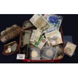 Biscuit tin containing a large collection of post 1947 GB coins, crowns etc, together with a small